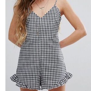Honey Punch Monochrome Gingham Romper